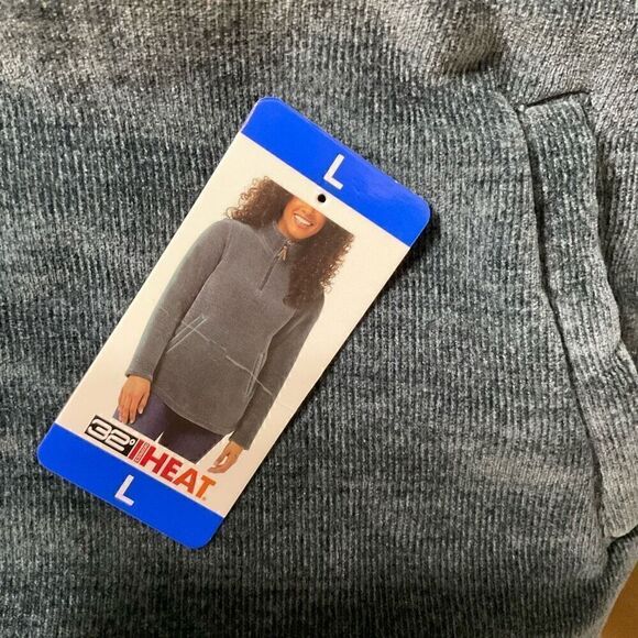 32 Degrees Heat Womens Mock Neck Fleece 1/4 Zip Pullover Sweater Teal Large NWOT - Picture 2 of 13